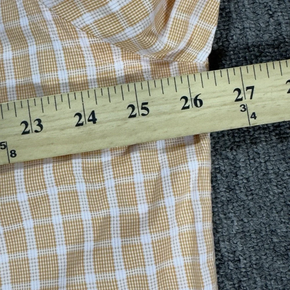 Tommy Bahama Mens Orange Plaid Button Down Long Sleeve Dress Shirt 17.5 36/37 XL